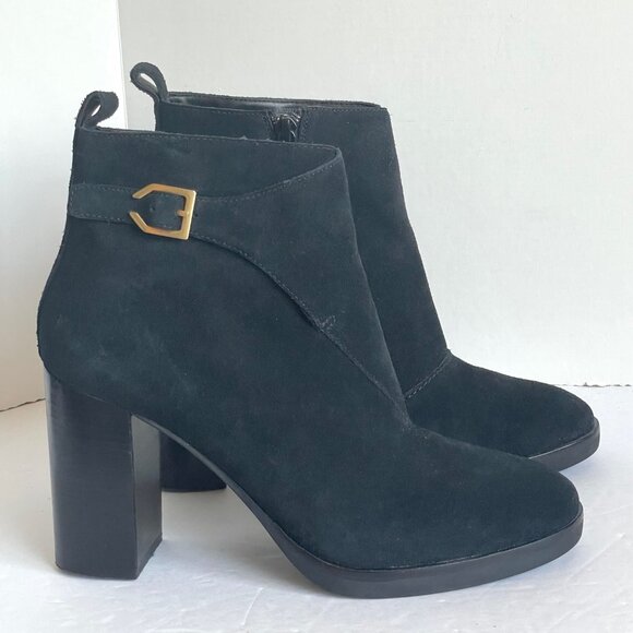 Cole Haan Harrington Ankle Boots 8.5 Black Suede Heels - Picture 1 of 10